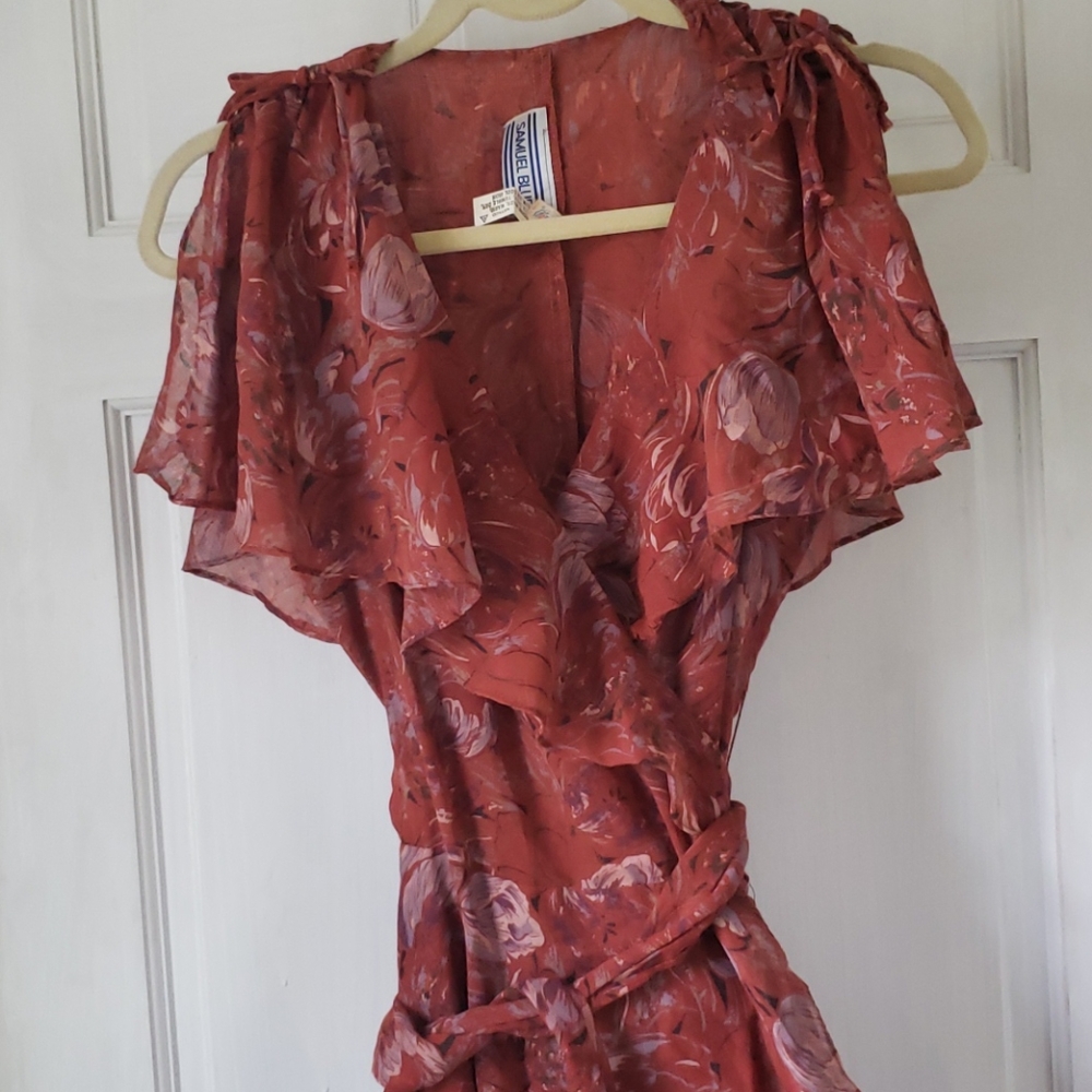 Gorgeous Vintage Samuel Blue Wrap Dress Size M